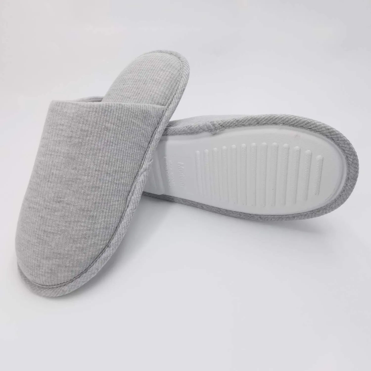 ofoot Mens Indoor Memory Foam Cotton Scuff Slippers Slip On Summer House Shoes Flats Breathable Lightweight Washable Non Skid Rubber Soles