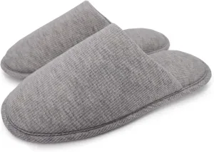 ofoot Mens Indoor Memory Foam Cotton Scuff Slippers Slip On Summer House Shoes Flats Breathable Lightweight Washable Non Skid Rubber Soles