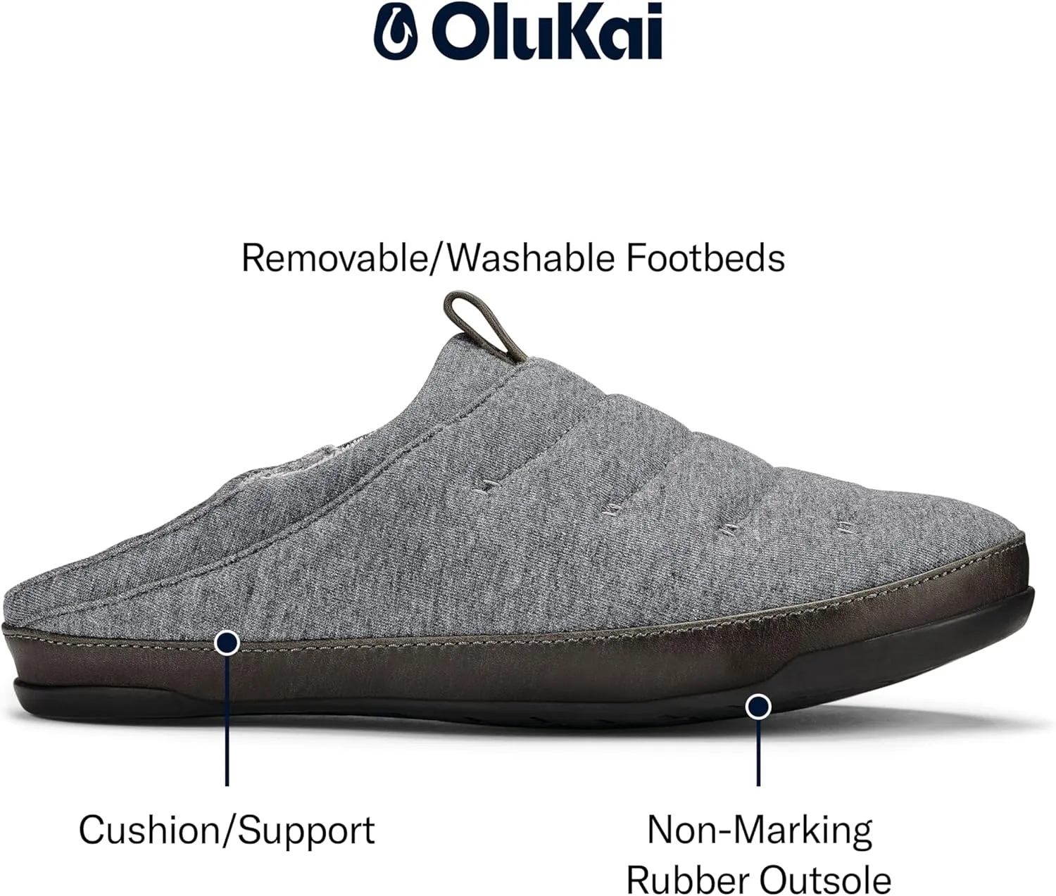 OluKai Mahana Men’s Soft Cotton Slippers, Cotton Blended Jersey & Full-Grain Leather Pull Loop, Comfortable & Breathable Fit