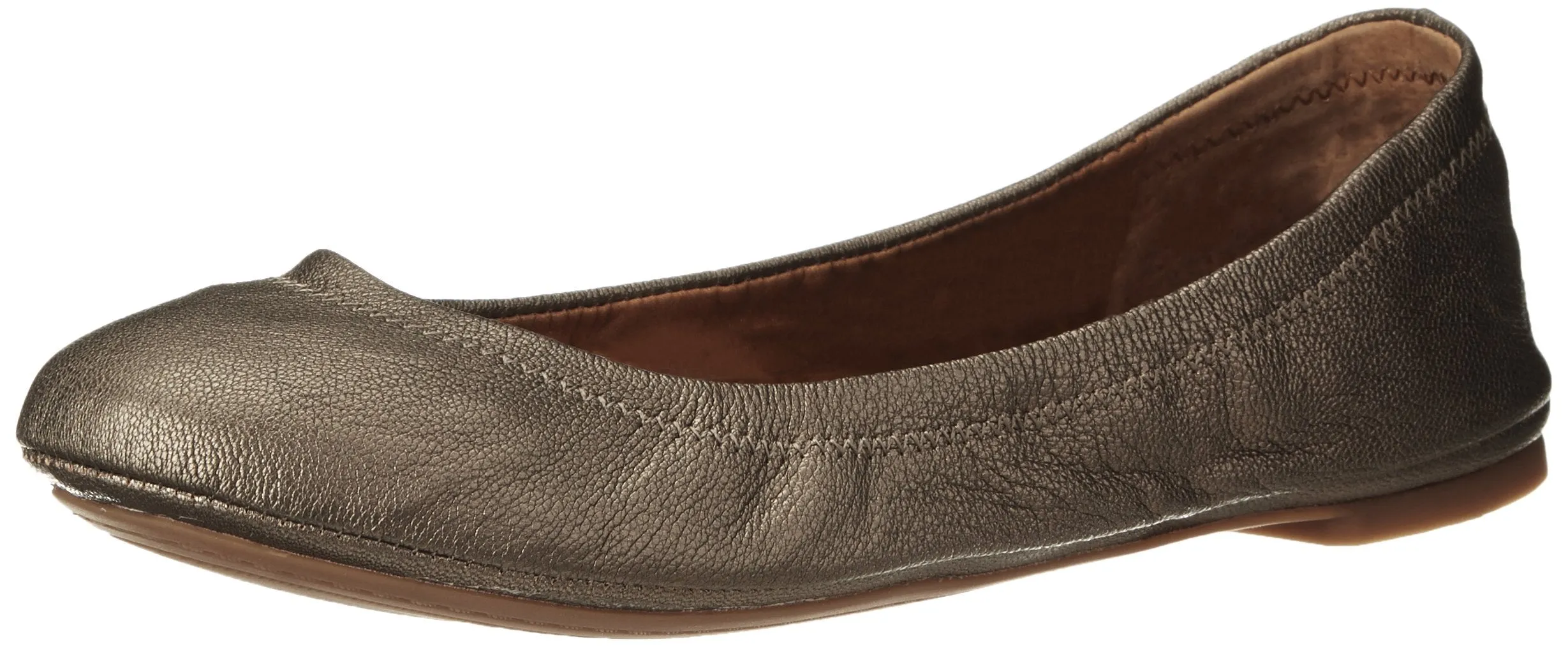 On Leather Flat Ballet Emmie Slip Lucky Customizable options Pewter Classic Rounded Brand Fast response Wide Shoes Toe