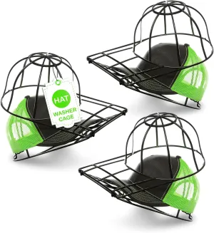 Original & Patented 3-Pack Baseball Hat Washer Cage for Washing Machine/Dishwasher, Kids & Adults Hat Cleaner/Washer/Shaper for Baseball Caps - Black