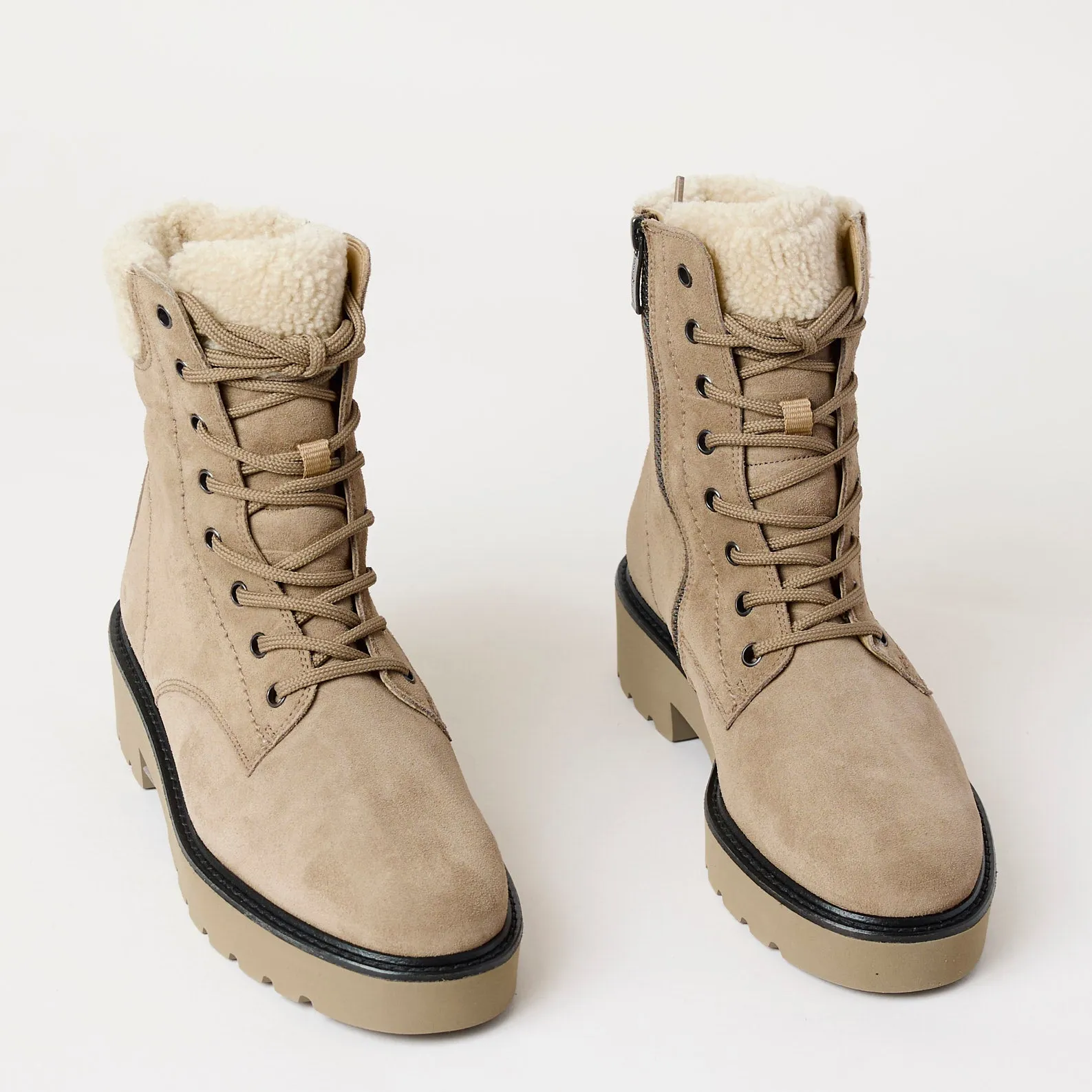 Paul Green Beige Suede Leather Hiking Boots