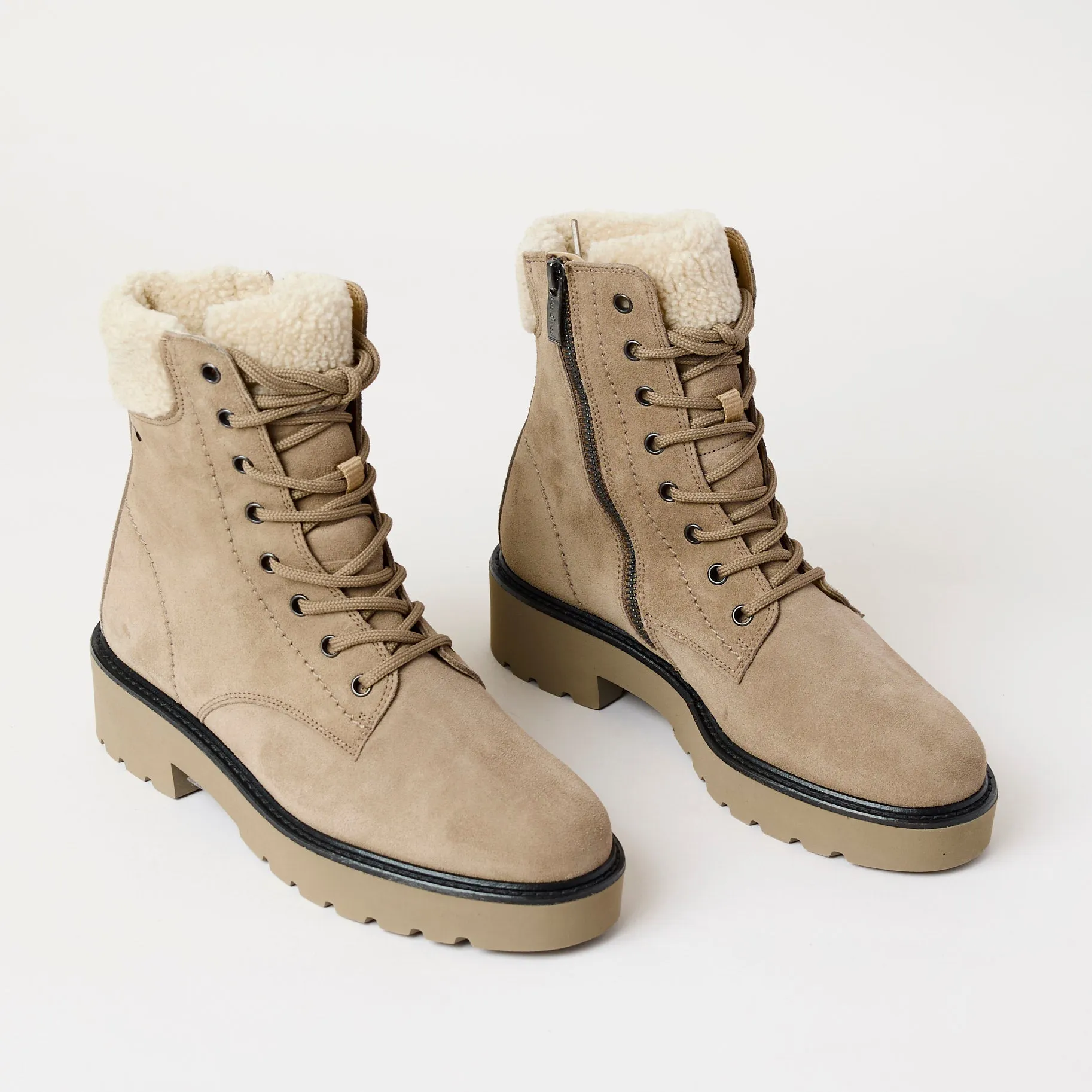 Paul Green Beige Suede Leather Hiking Boots