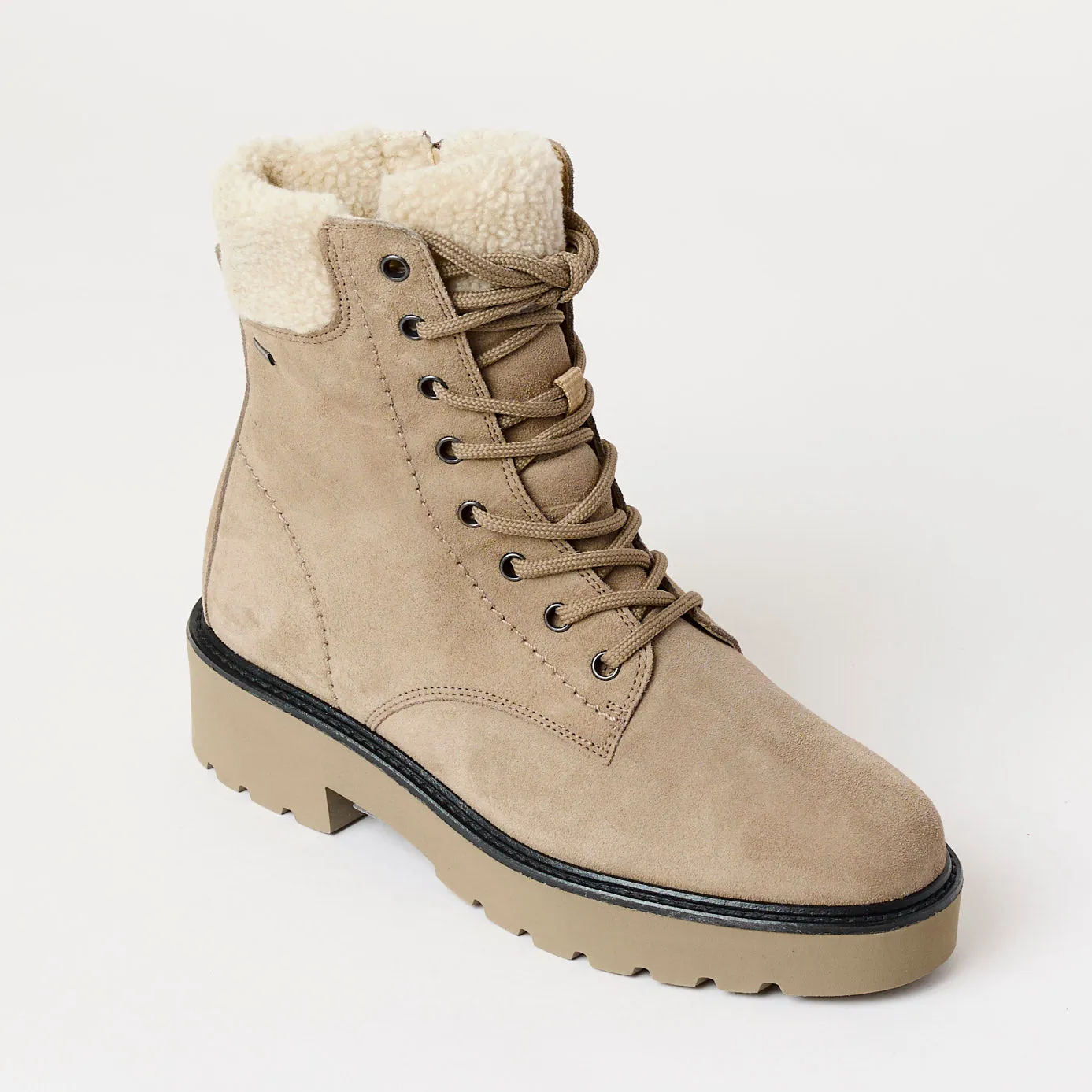 Paul Green Beige Suede Leather Hiking Boots