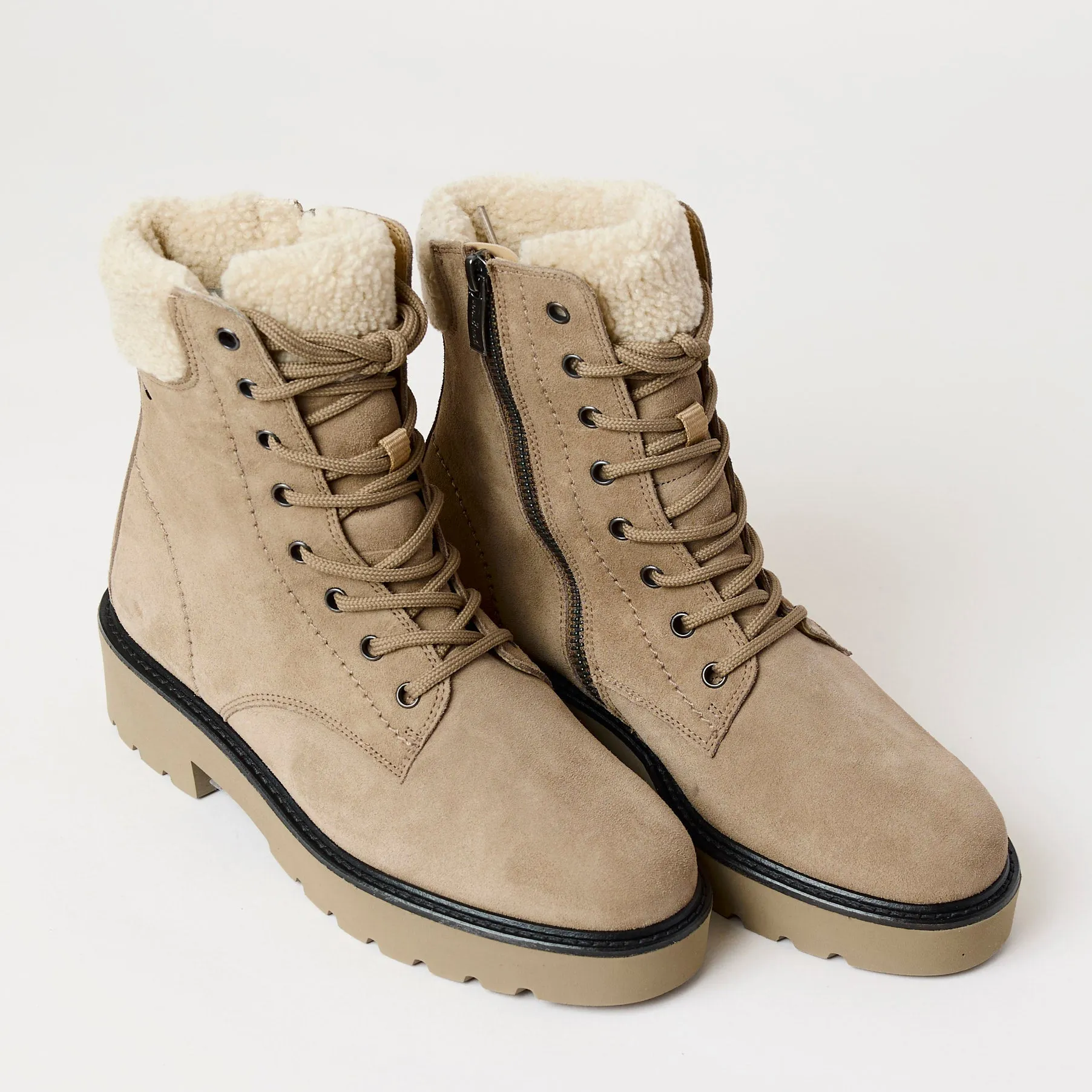 Paul Green Beige Suede Leather Hiking Boots