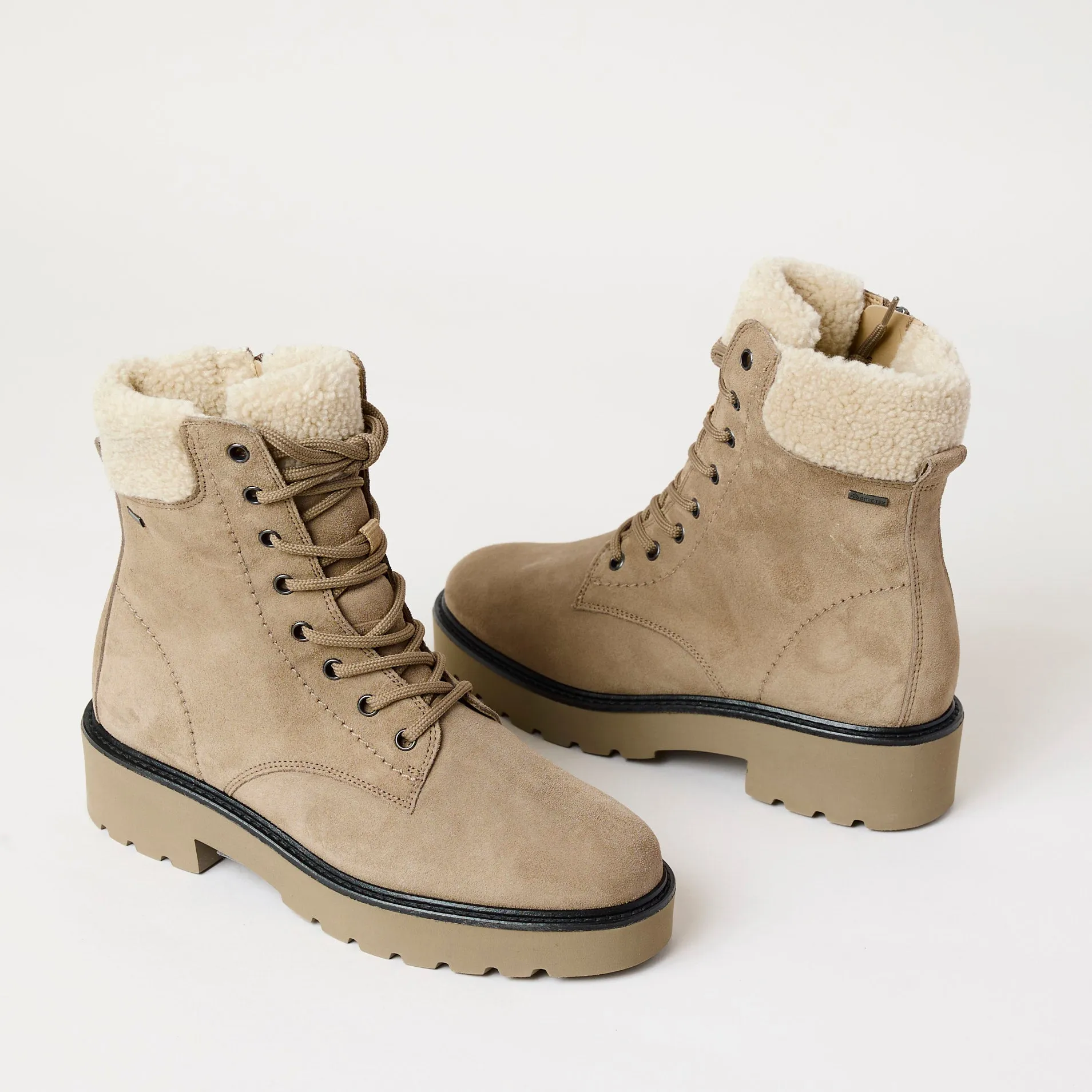 Paul Green Beige Suede Leather Hiking Boots
