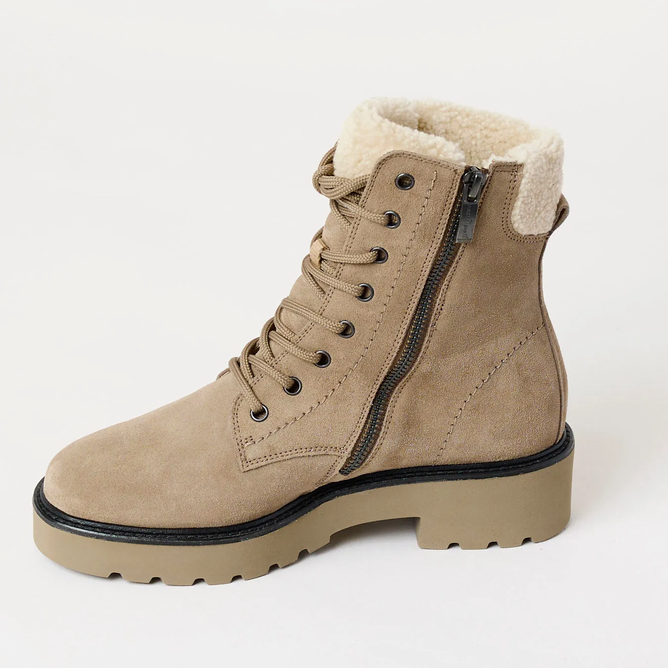 Paul Green Beige Suede Leather Hiking Boots