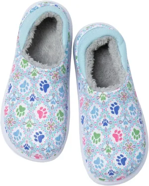 Paw Print Faux Fur Lined Slippers