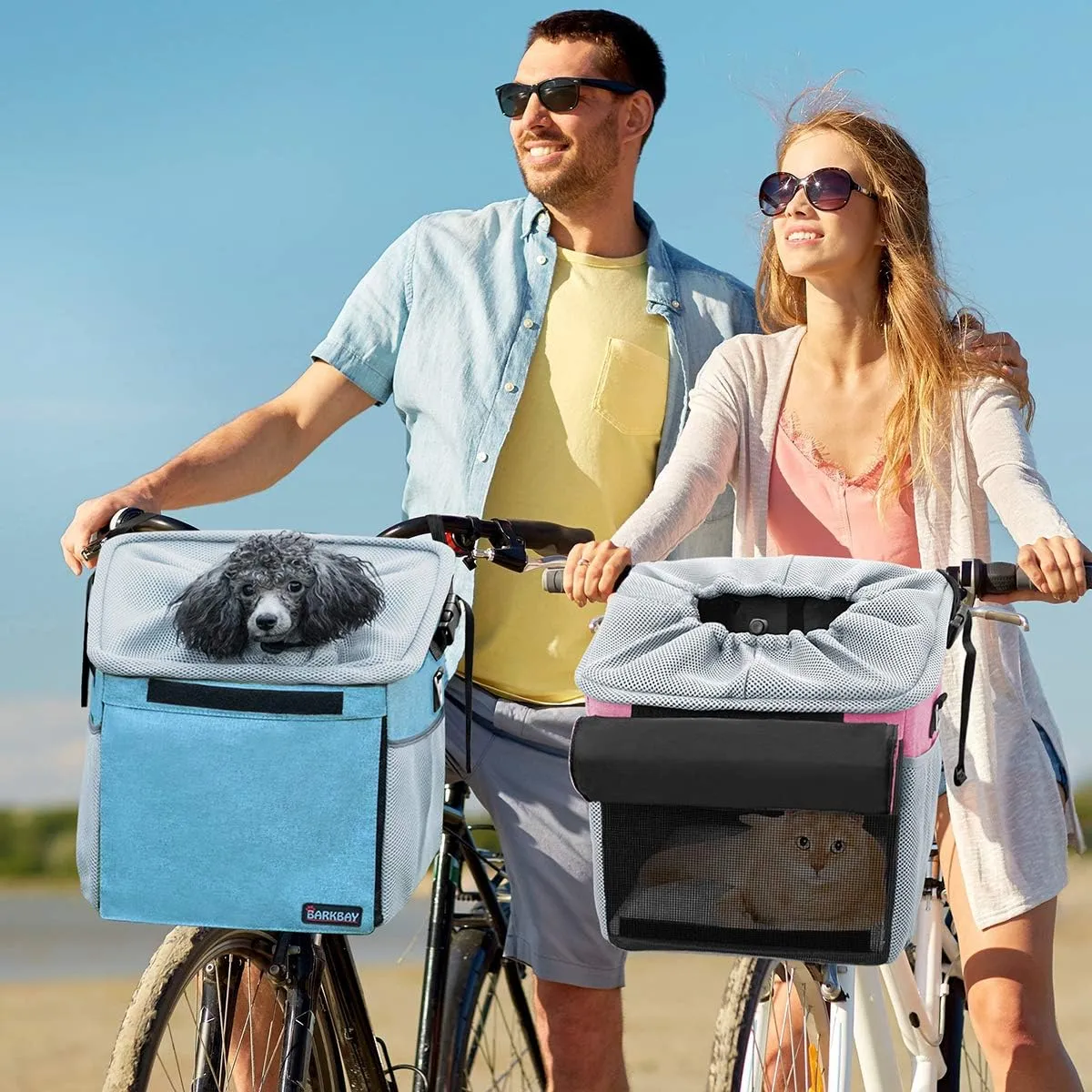 Pet Carrier Bicycle Basket Bag Pet Carrier/Booster Backpack for Dogs and Cats with Big Side Pockets,Comfy & Padded Shoulder Strap,Travel with Your Pet Safety（Blue）