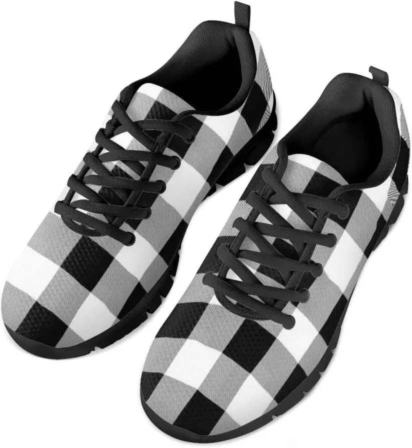 PinUp Angel Women's Buffalo Plaid Walking Shoes Lightweight Comfy Sports Running Work Sneaker