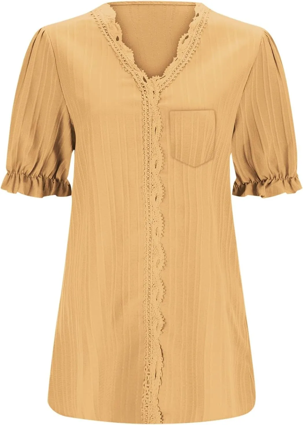 Plus Size Summer Tops for Women Casual Lace V Neck T-Shirts Ruffle Short Sleeve Tee Shirt Blouse Loose Fit Tshirts