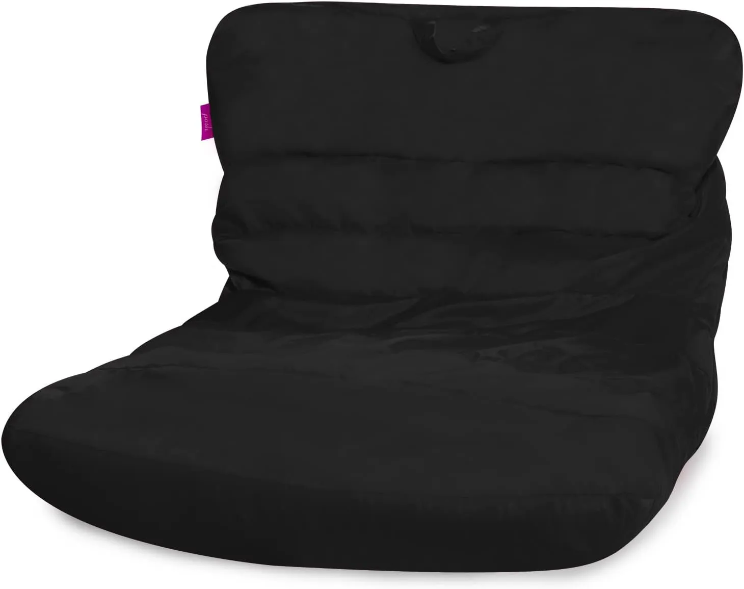 Posh Creations Structured Comfy Bean Bag Chair for Gaming, Reading, and Watching TV, Laguna Lounger, Microsuede - Black