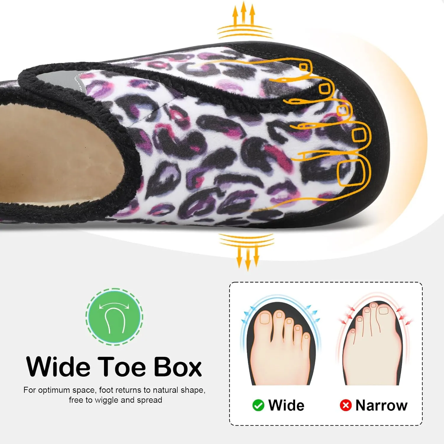 QFH Cozy Slippers for Women & Men - Wide, Diabetic, Barefoot Walking Shoes - Non-Slip, Soft Lining, Comfy House Shoes
