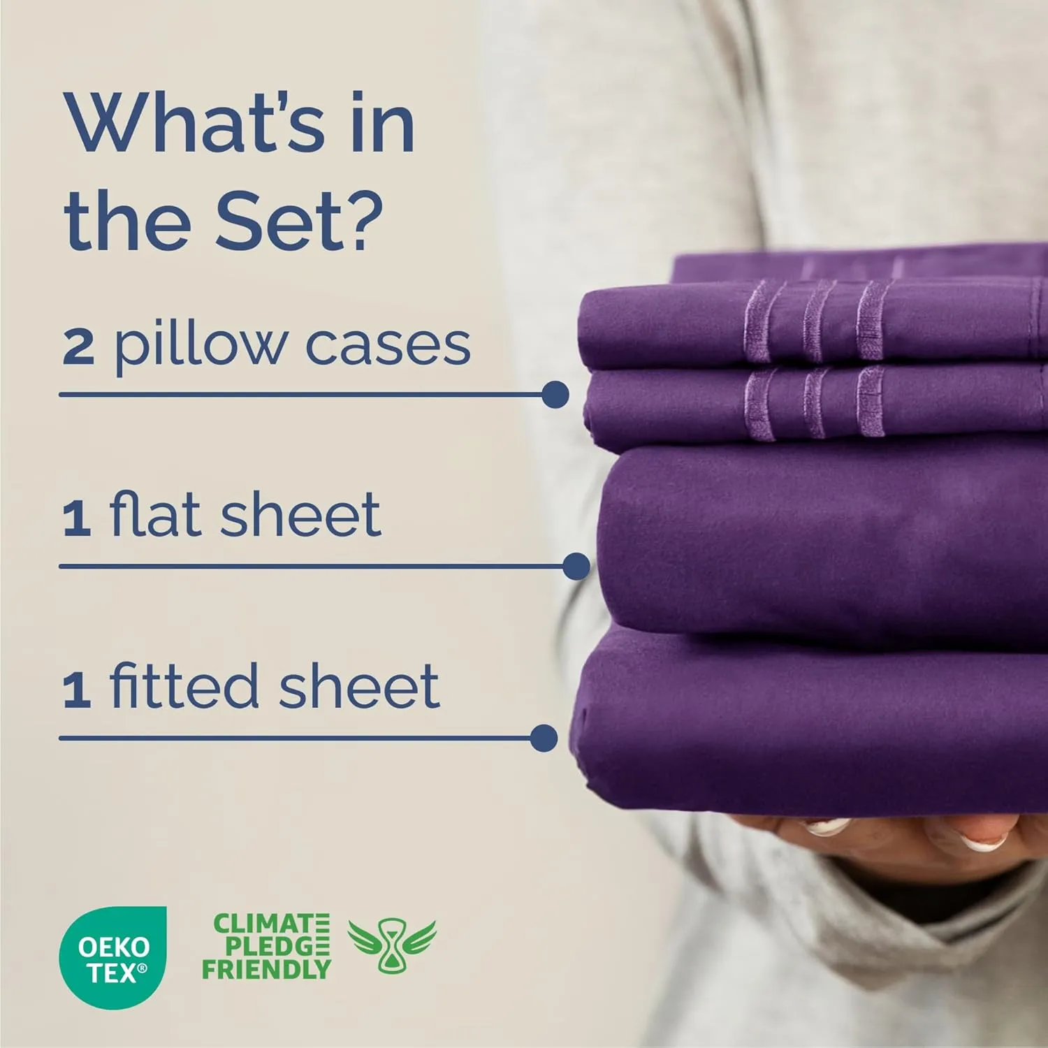 Queen Size 4 Piece Sheet Set - Comfy Breathable & Cooling Bed Sheets Set - Hotel Luxury Bedding for Women, Men, Kids, Teens, Boys & Girls - Deep Pockets, Ultra-Soft, Wrinkle Free - Oeko-Tex - Purple