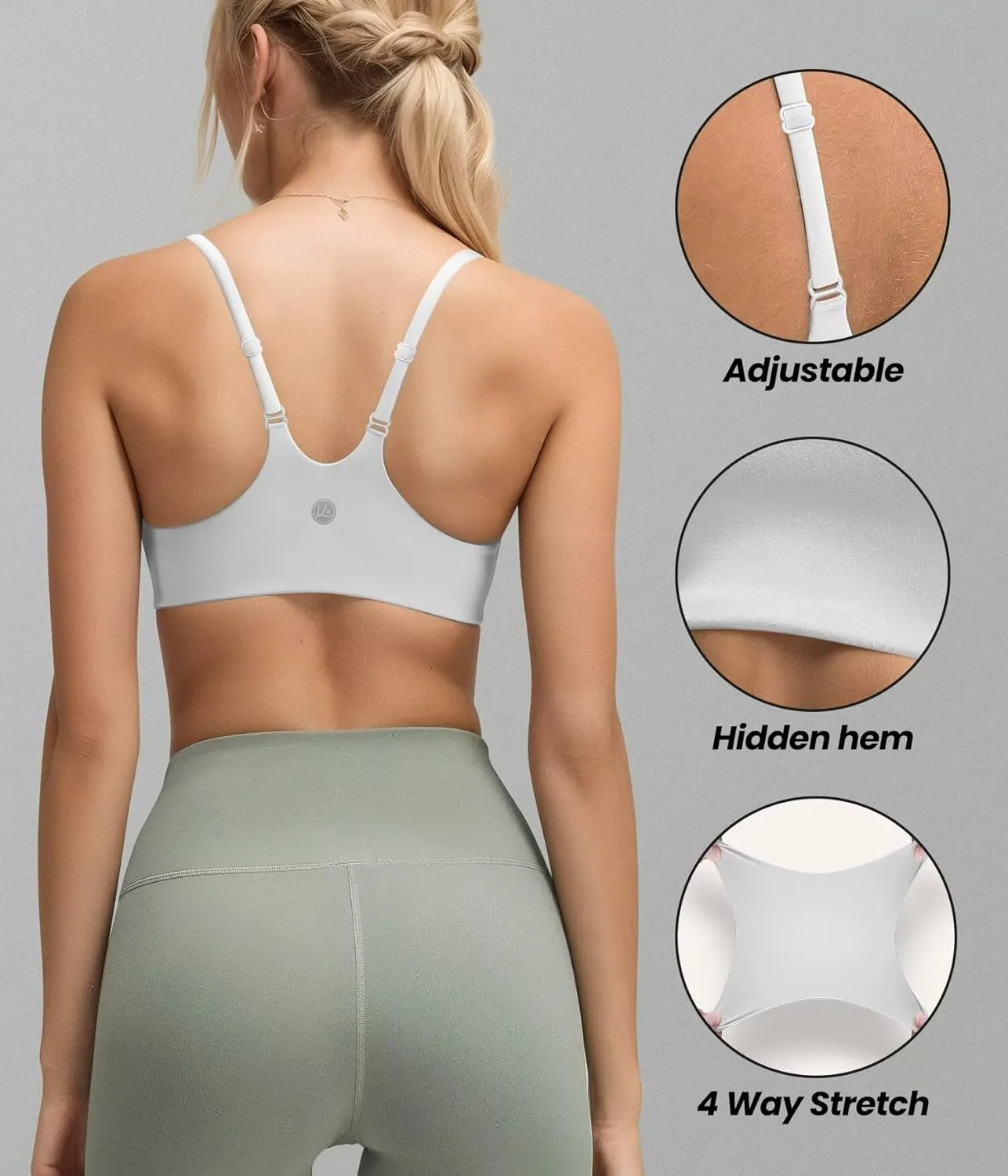 QUEENIEKE Womens Spaghetti Strap Sports Bras for Women Padded Yoga Bra Workout Wireless Crop Comfy Athletic Tops