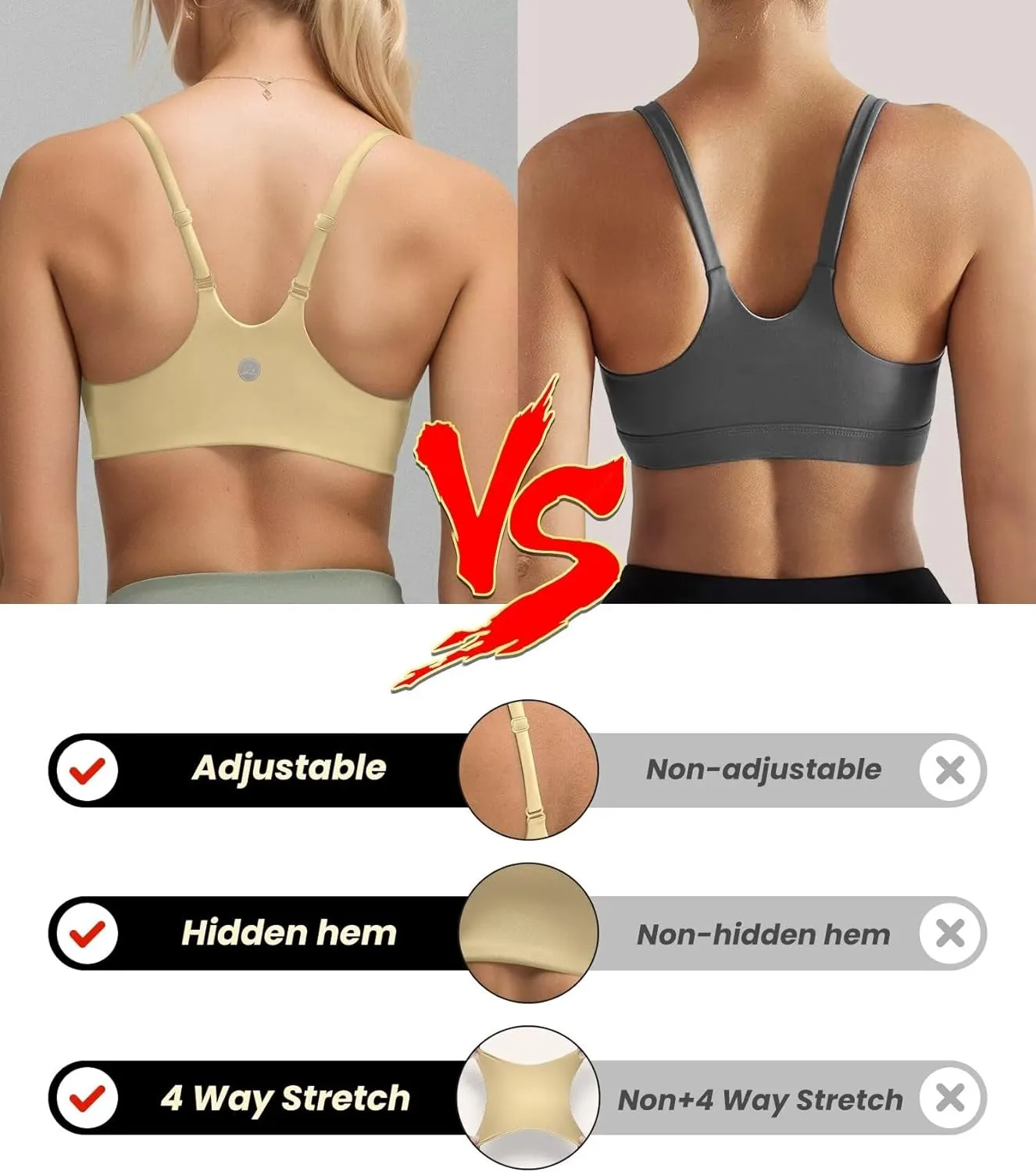 QUEENIEKE Womens Spaghetti Strap Sports Bras for Women Padded Yoga Bra Workout Wireless Crop Comfy Athletic Tops