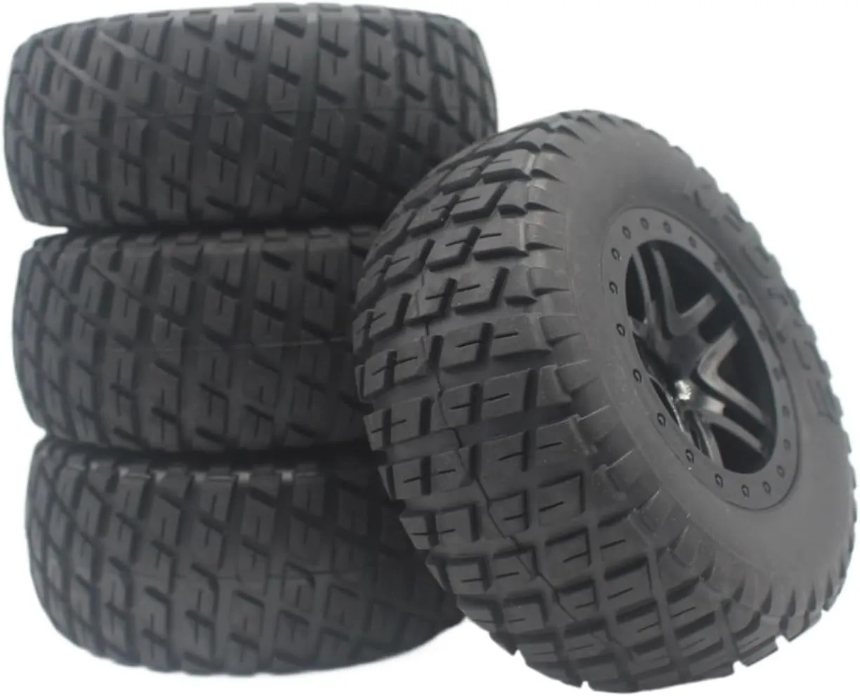 Rc Wheel Rim Tire for Slash for Arrma for Senton for HuanQi 727 for Vkar 10sc for Hpi for 1/10 Rc Car Truck Tires Tyre Wheel with 12mm Hex 4pcs(29001)