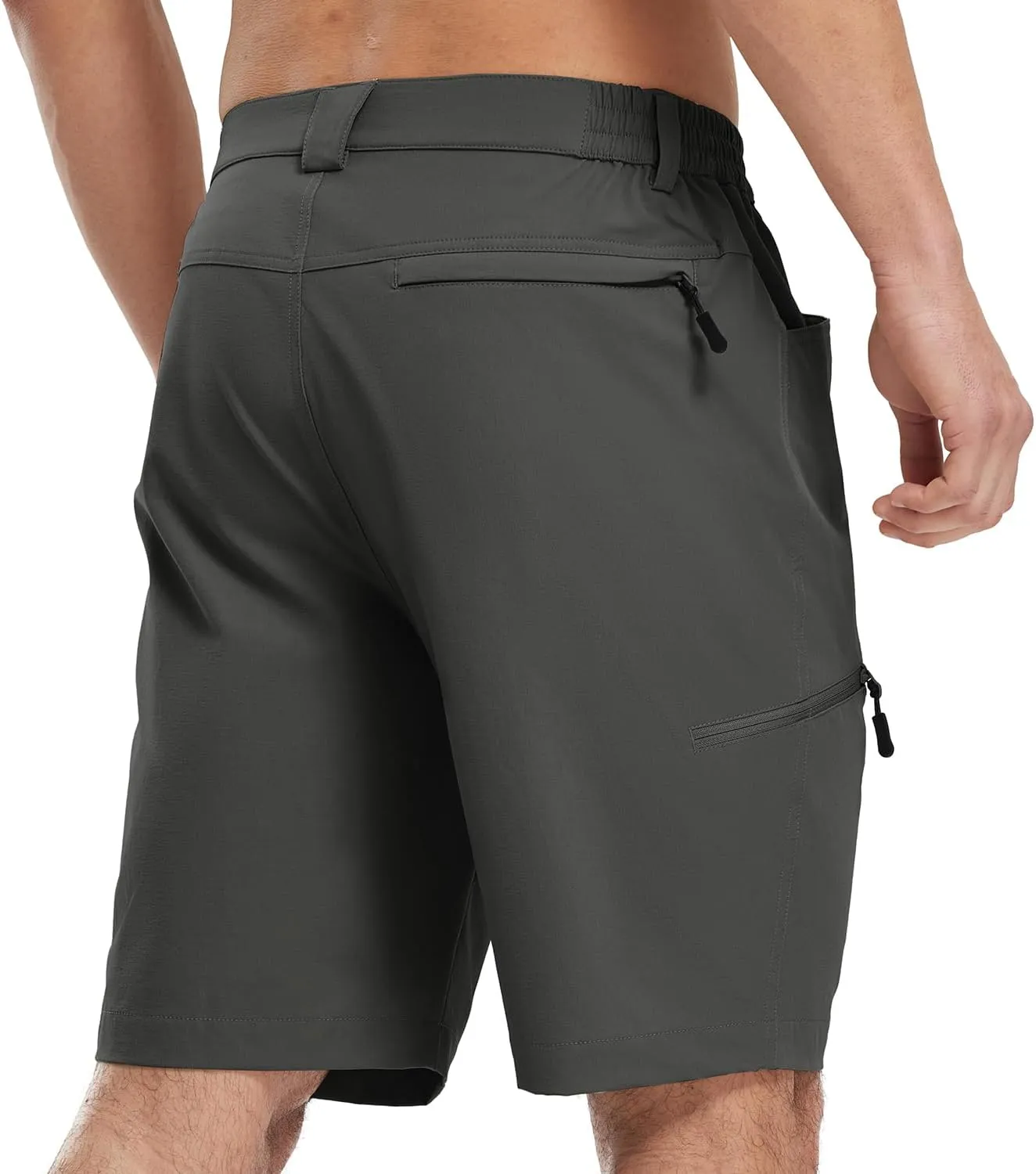 Rdruko Men's 9” Golf Shorts Stretch 4 Pockets Dress Shorts Elastic Waist Casual Flat Front Quick Dri Work Hiking Zip Cargo