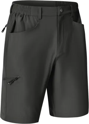 Rdruko Men's 9” Golf Shorts Stretch 4 Pockets Dress Shorts Elastic Waist Casual Flat Front Quick Dri Work Hiking Zip Cargo