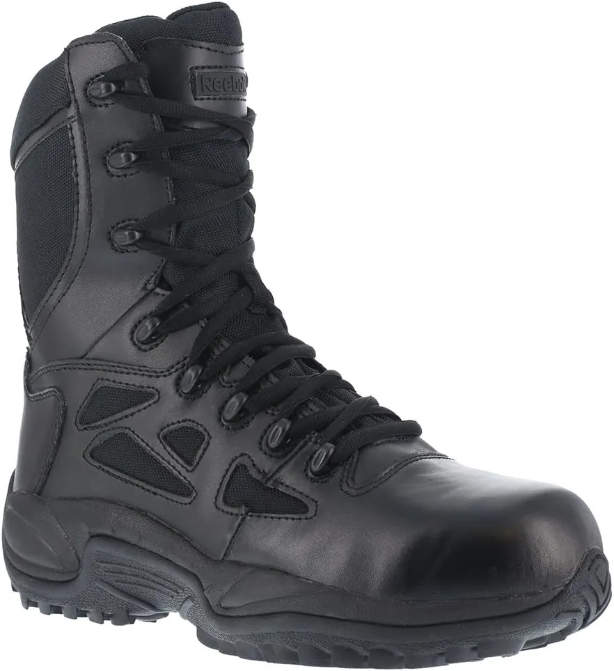Reebok Men's Rapid Response Rb Safety Toe 6" Stealth Boot with Side Zipper Military & Tactical