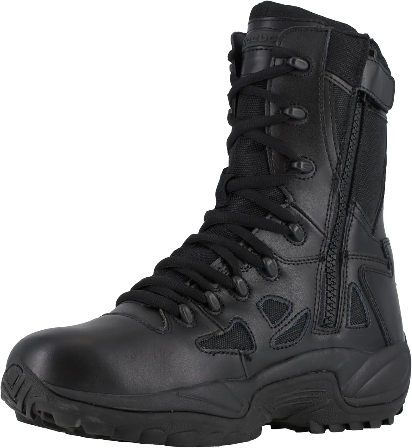 Reebok Men's Rapid Response Rb Safety Toe 6" Stealth Boot with Side Zipper Military & Tactical
