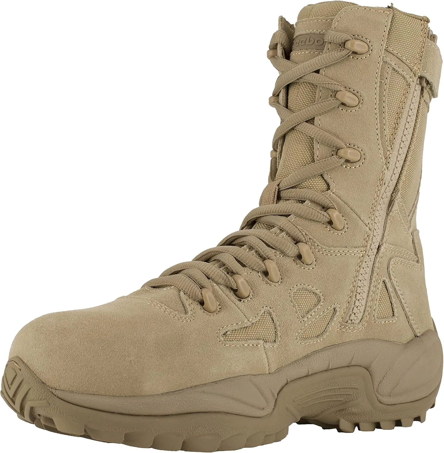 Reebok Men's Rapid Response Rb Safety Toe 8" Stealth Boot with Side Zipper Military & Tactical