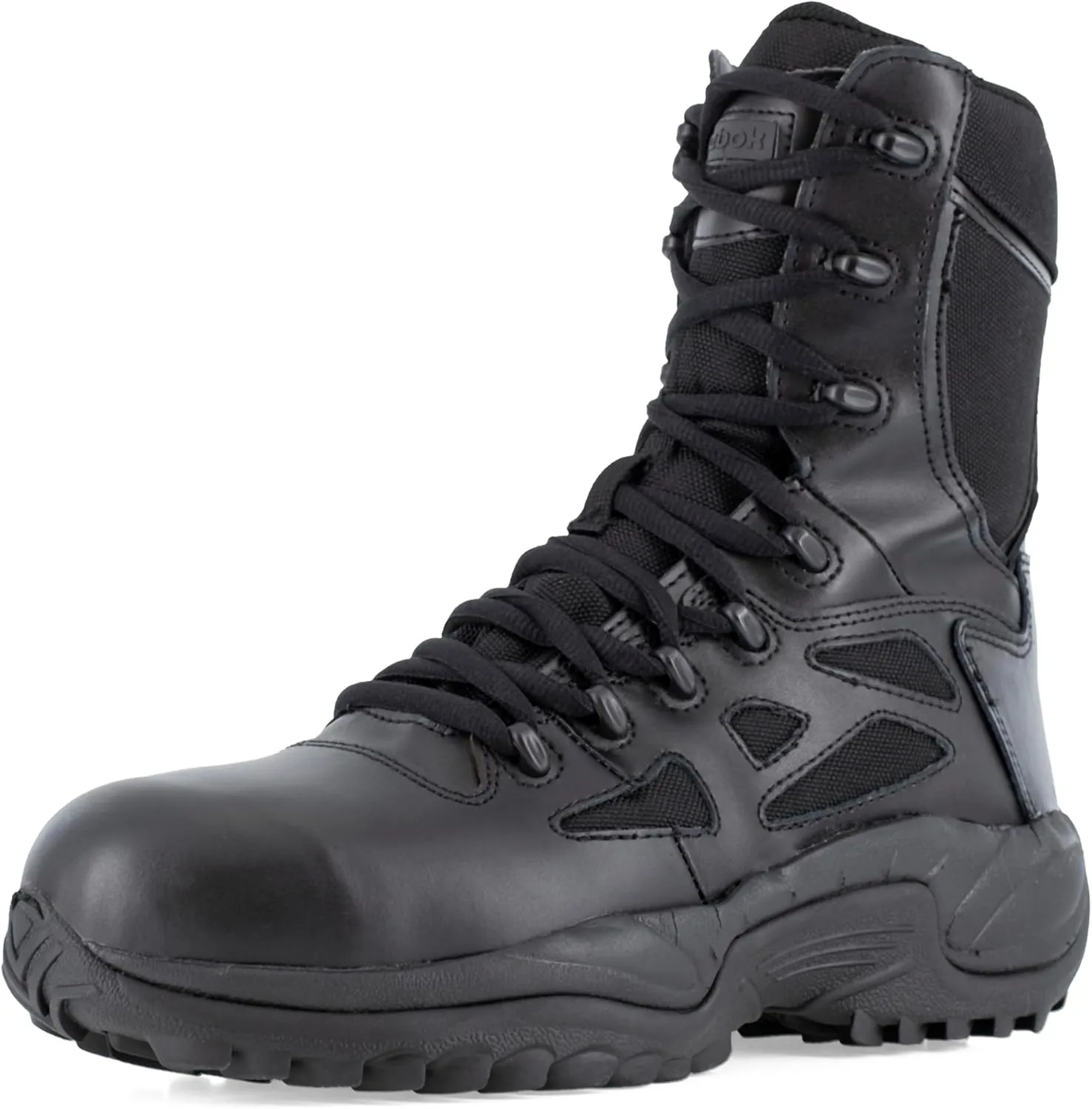 Reebok Men's Rapid Response Rb Safety Toe 8" Stealth Boot with Side Zipper Military & Tactical