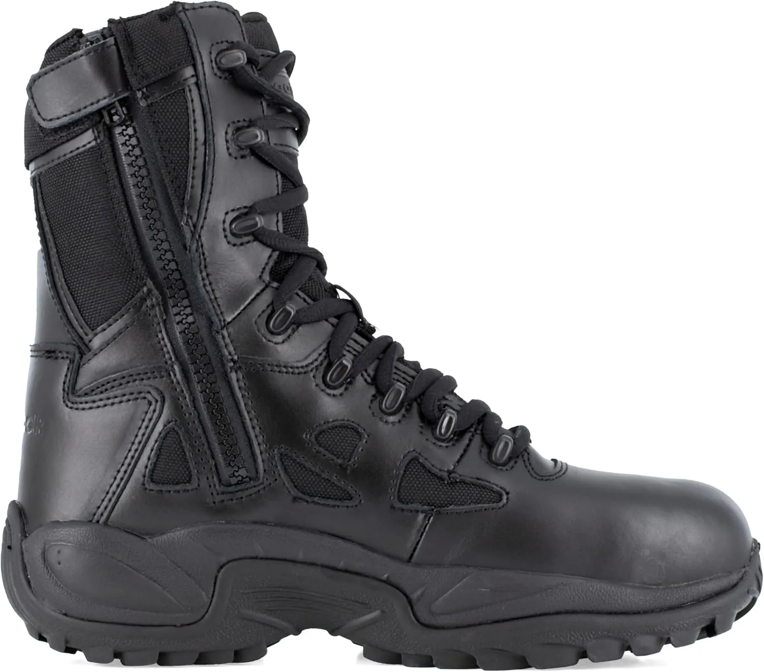 Reebok Men's Rapid Response Rb Safety Toe 8" Stealth Boot with Side Zipper Military & Tactical