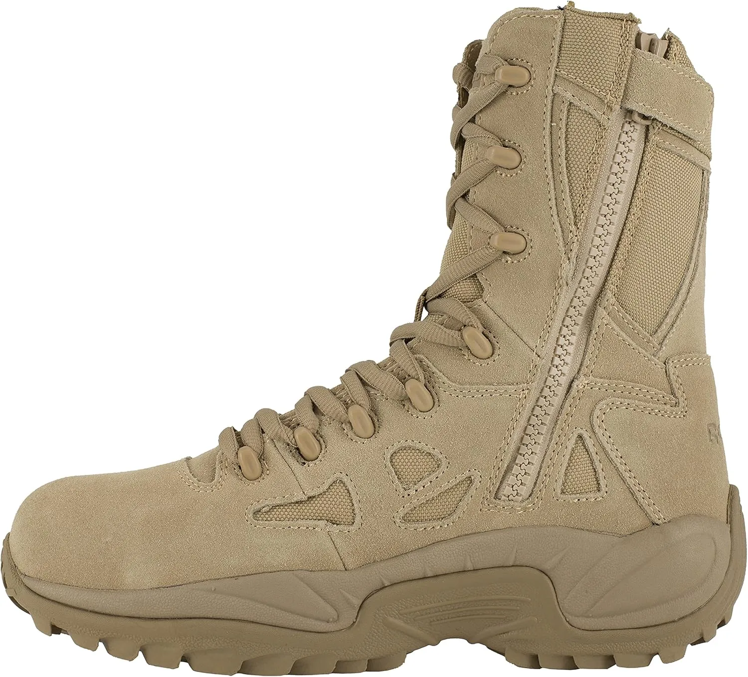 Reebok Men's Rapid Response Rb Safety Toe 8" Stealth Boot with Side Zipper Military & Tactical