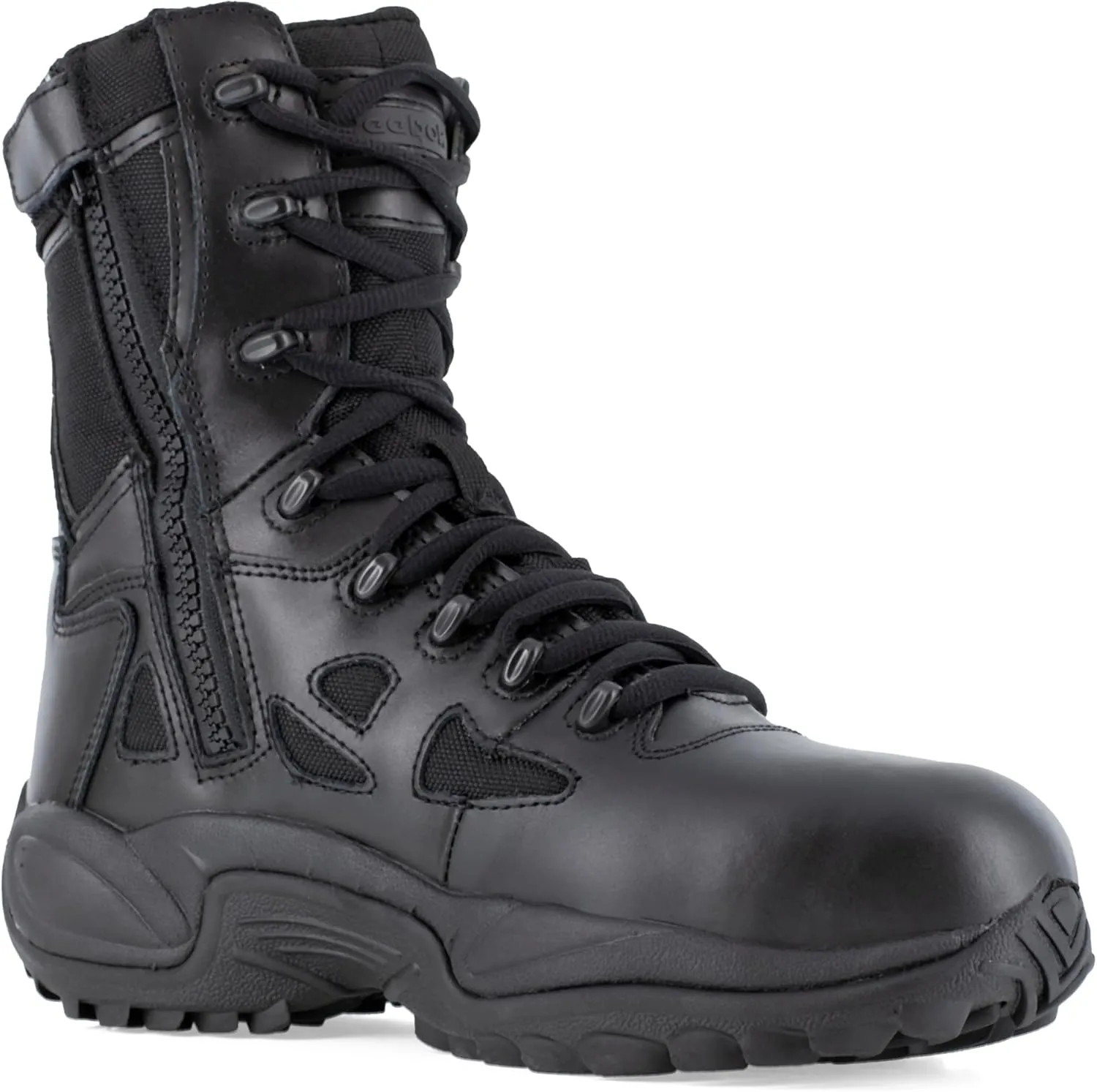 Reebok Men's Rapid Response Rb Safety Toe 8" Stealth Boot with Side Zipper Military & Tactical