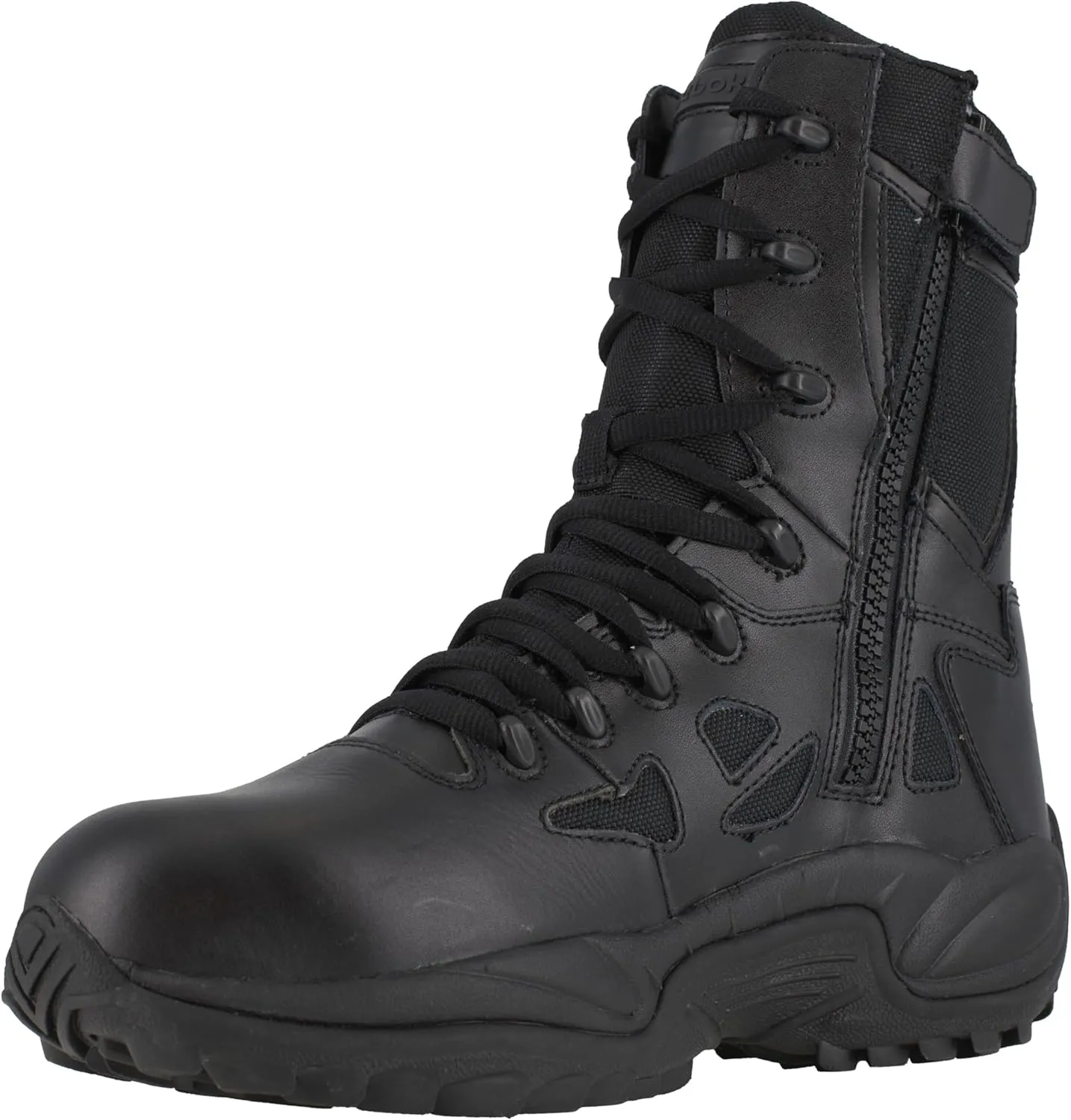 Reebok Men's Rapid Response Rb Safety Toe 8" Stealth Boot with Side Zipper Military & Tactical