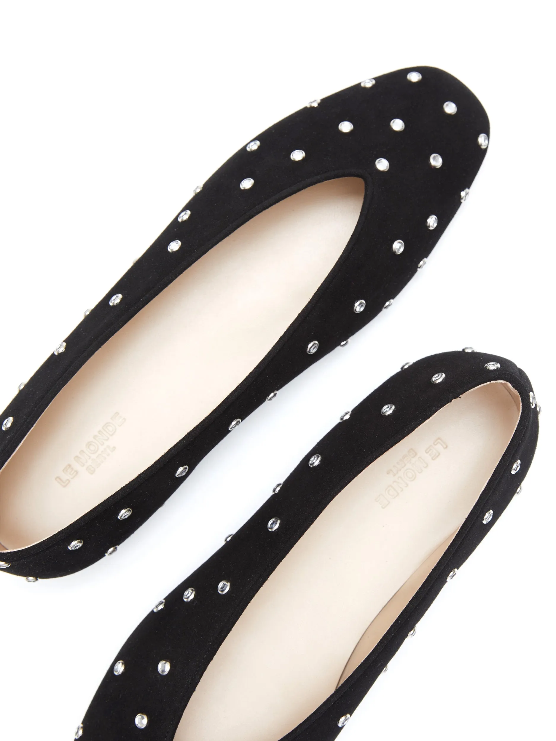 Regency Slipper / Black Suede Crystal