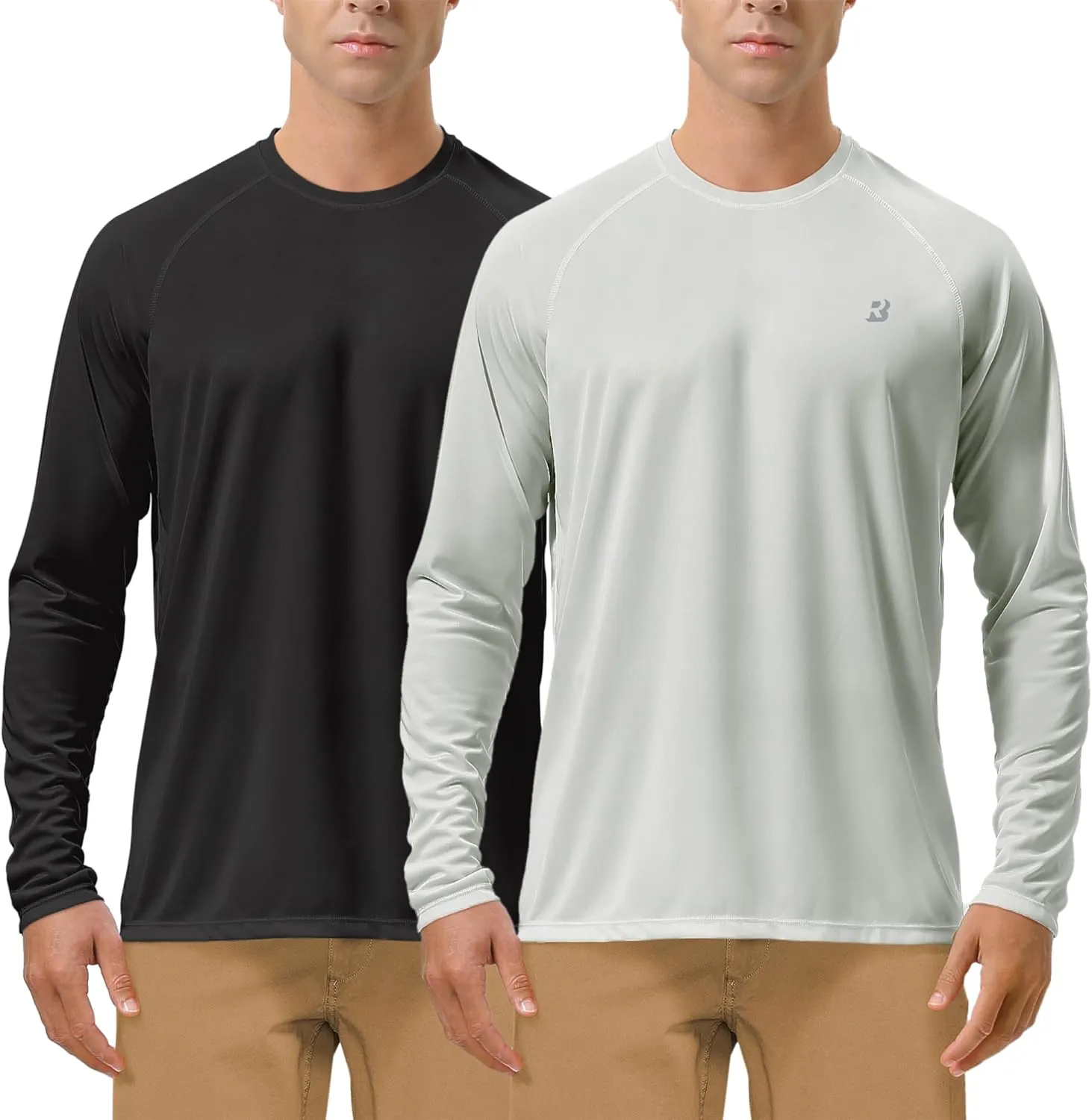 Roadbox Mens UPF 50  UV Sun Protection Shirts Outdoor Long Sleeve SPF Rash Guard for Fishing Hiking Swimming Running