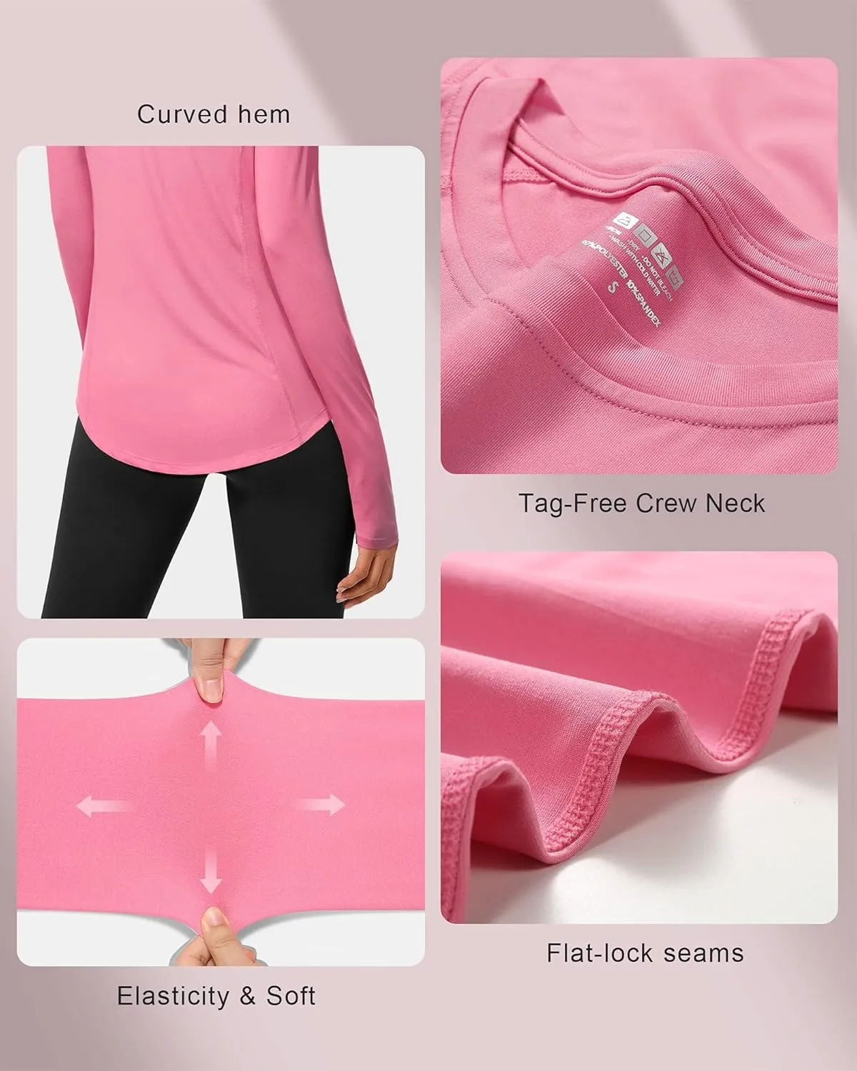 Roadbox Women's Long Sleeve UV Sun Shirts UPF 50  Workout Swim Rash Guard Tops