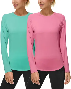 Roadbox Women's Long Sleeve UV Sun Shirts UPF 50  Workout Swim Rash Guard Tops