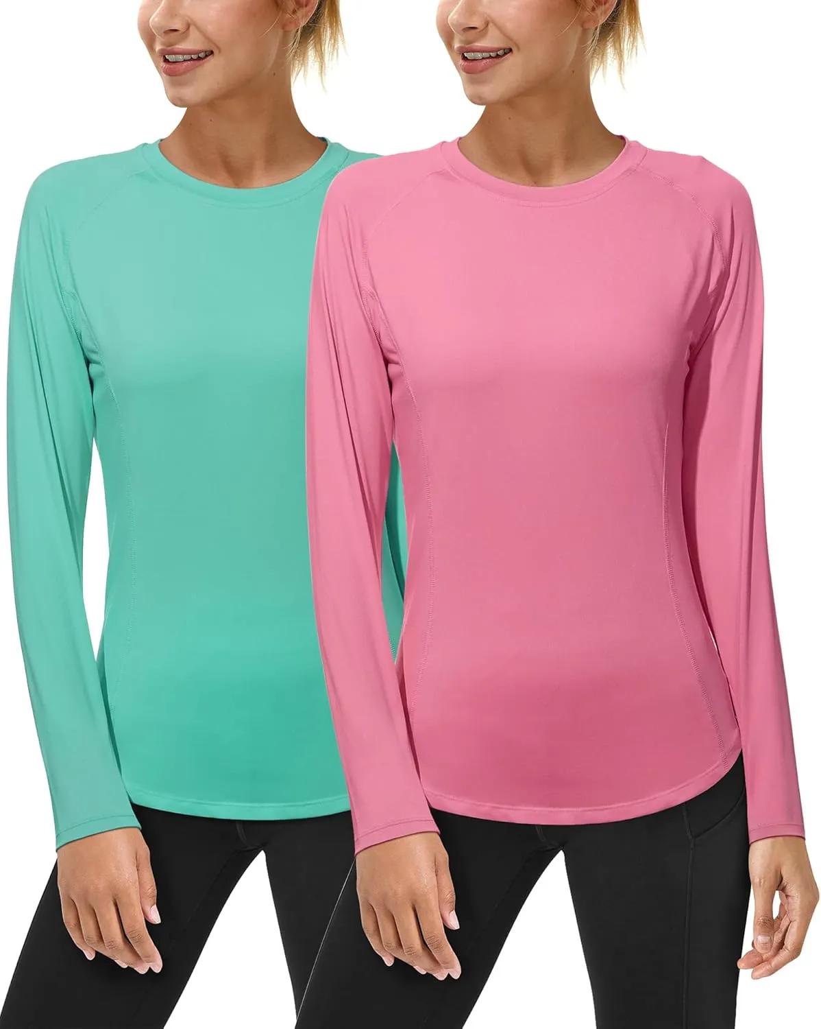 Roadbox Women's Long Sleeve UV Sun Shirts UPF 50  Workout Swim Rash Guard Tops
