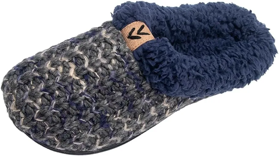 Roxoni Women's Tight Knit Clog With Fleece Trim Comfortable House Slipper