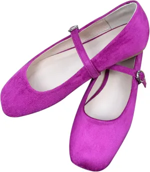 SAILING LU Women's Mary Jane Ballet Flats Square Toe Flat Shoes Suede Dress Shoes Comfortable Wear to Work Slip On Moccasins