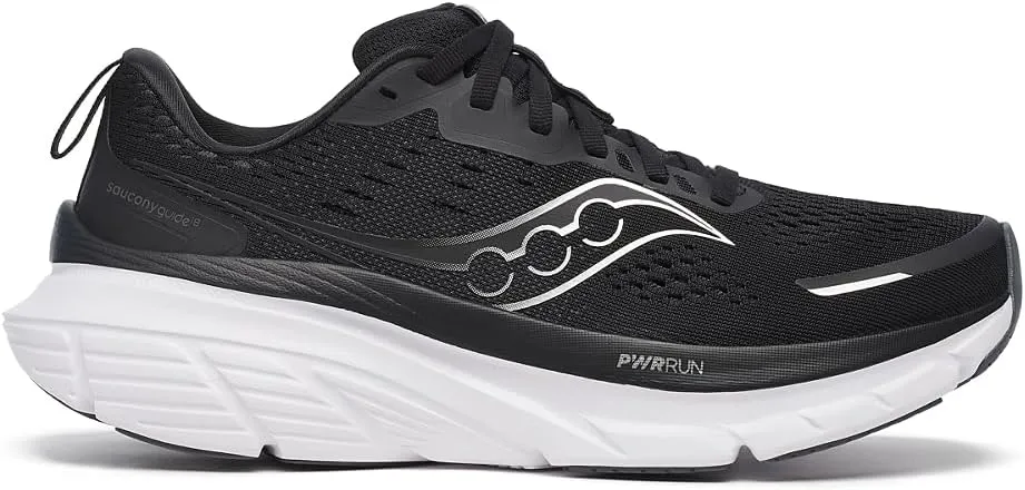 Saucony Women's Guide 18 Sneaker, Black/White, 9.5