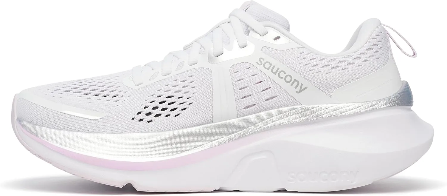 Saucony Women's Guide 18 Sneaker, White/Fuchsia, 12