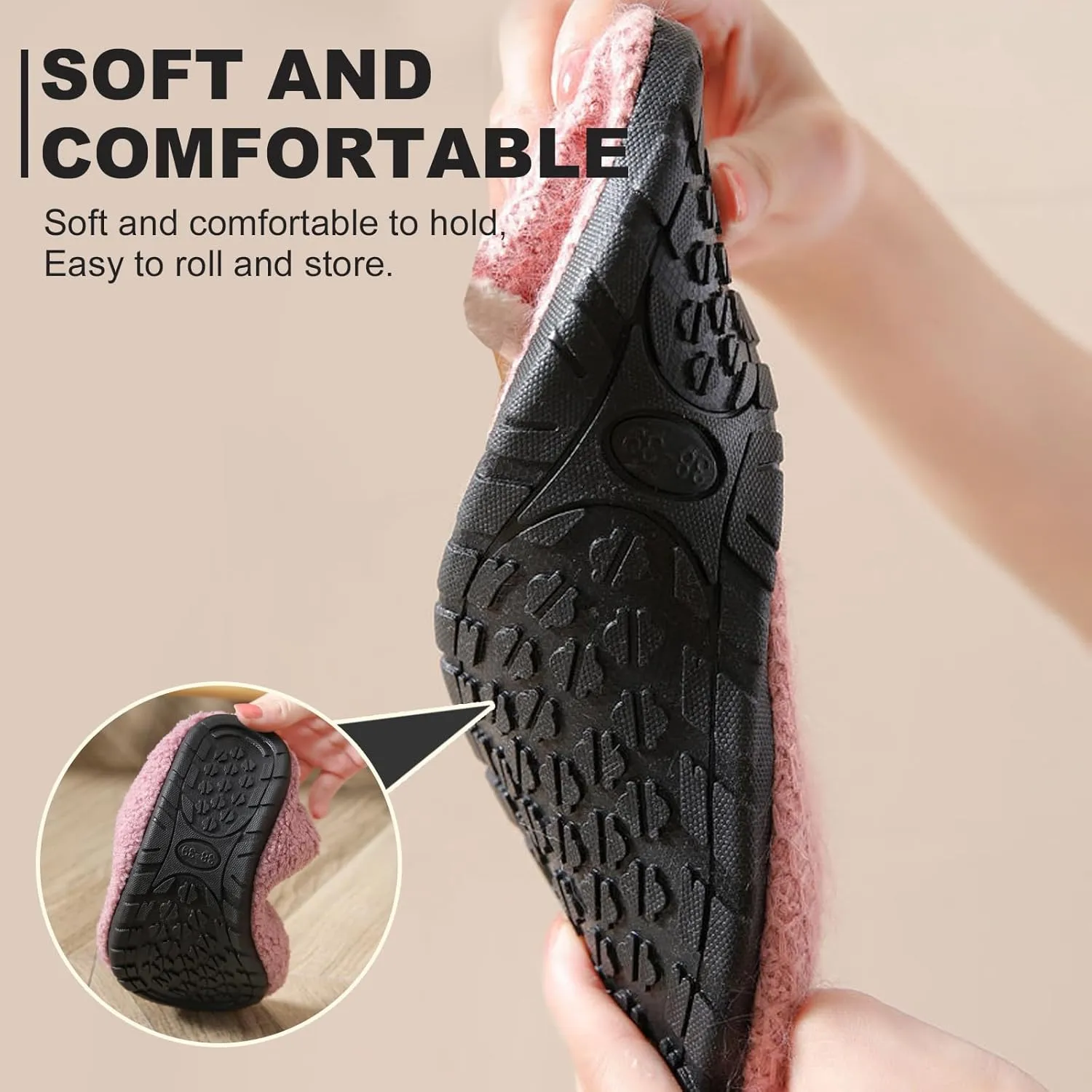 sazujinwu Women's House Shoes Fuzzy Fur Slippers Casual Non Slip Men's Barefoot Slipper Socks Warm Closed Lightweight and Breathable Indoor Outdoor Shoes