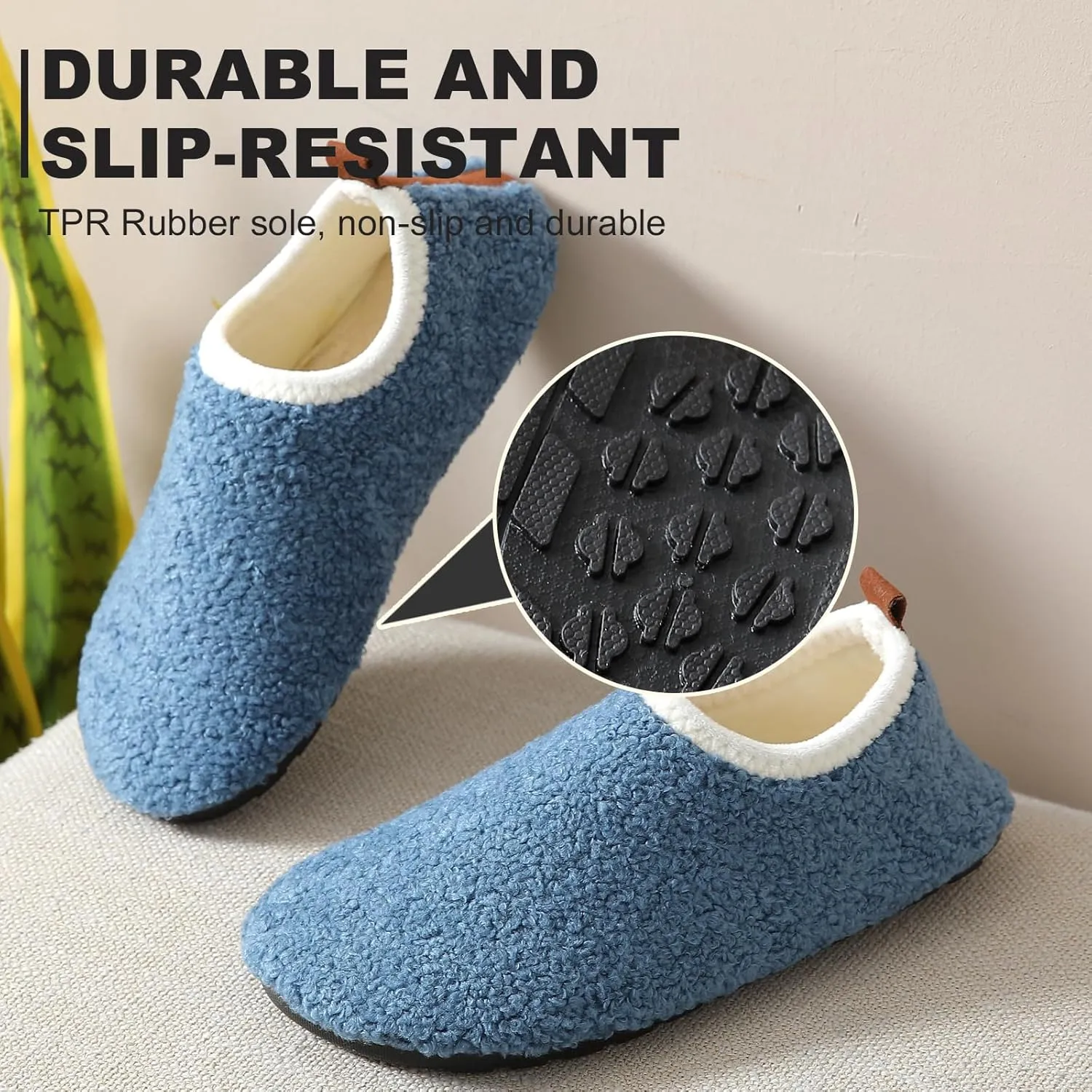 sazujinwu Women's House Shoes Fuzzy Fur Slippers Casual Non Slip Men's Barefoot Slipper Socks Warm Closed Lightweight and Breathable Indoor Outdoor Shoes