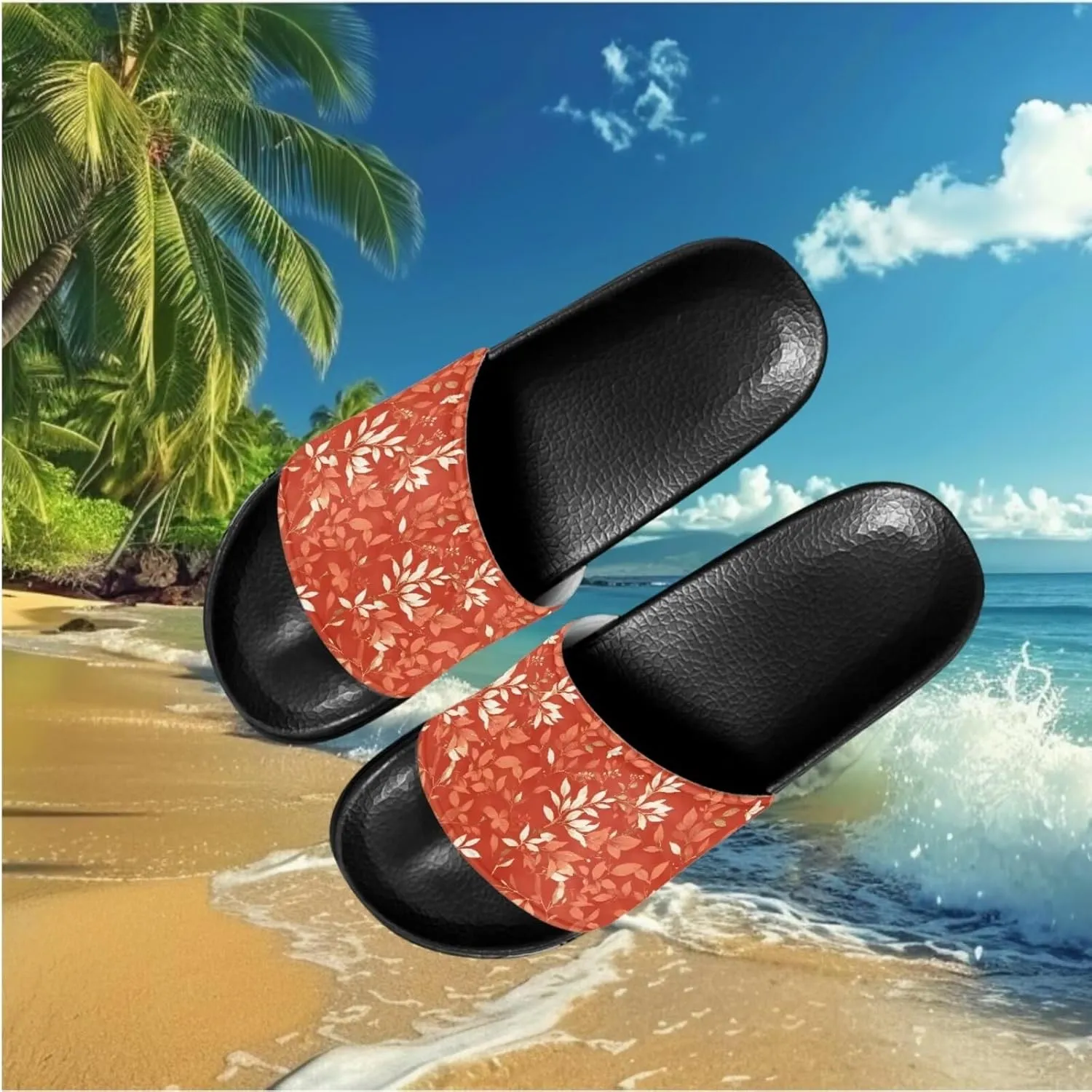 Semioury Lotus Summer Slippers for Women Turtle Travel Lightweight Cozy Soft Comfy Thick Shoes Beach Sandal Bathroom Slipper