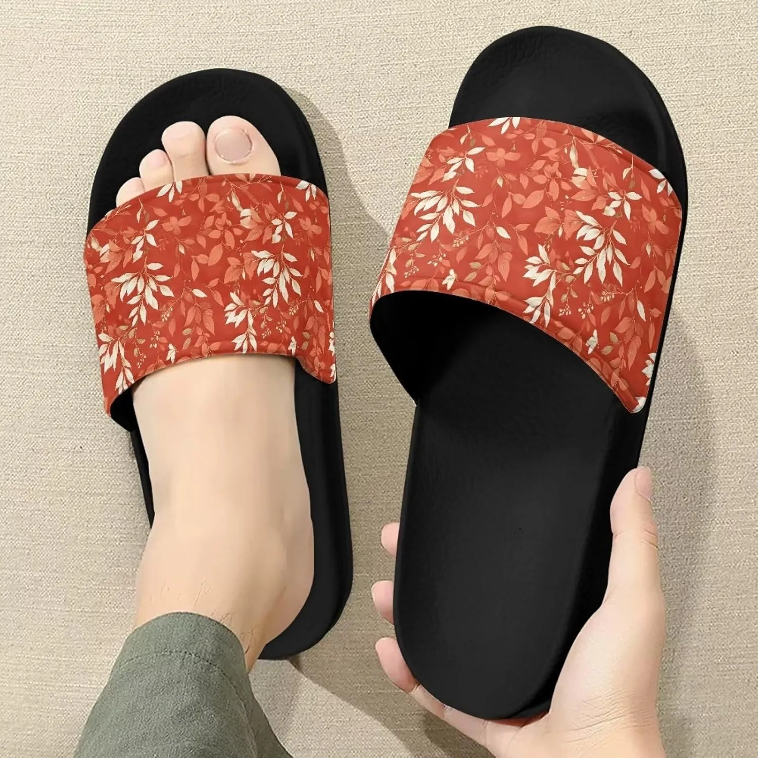 Semioury Lotus Summer Slippers for Women Turtle Travel Lightweight Cozy Soft Comfy Thick Shoes Beach Sandal Bathroom Slipper