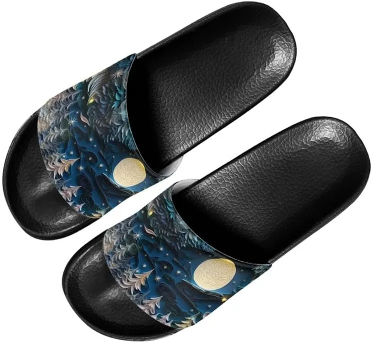 Semioury Rose Cozy Home Shoes Tie-Dye Soft Sole Bedroom Anti-Skid Outdoor Sole Iris Forest House Shoes for Women Men Family