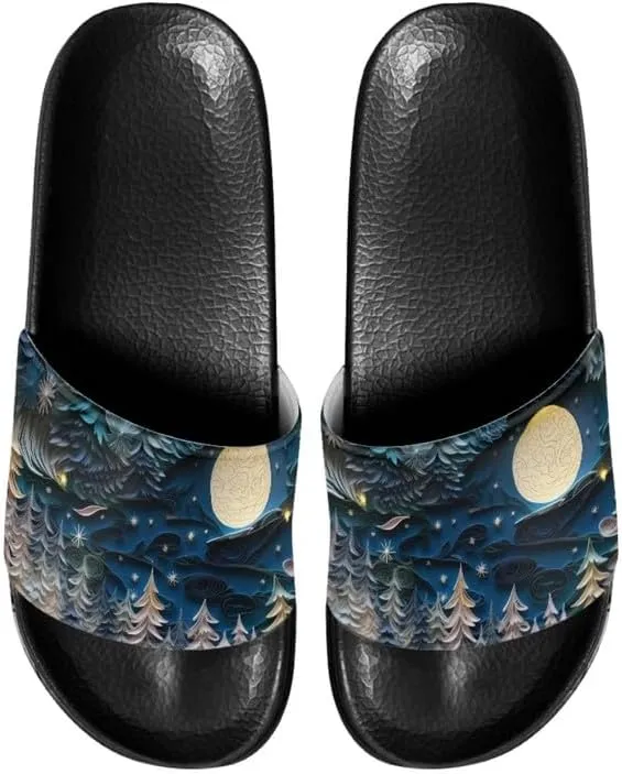 Semioury Rose Cozy Home Shoes Tie-Dye Soft Sole Bedroom Anti-Skid Outdoor Sole Iris Forest House Shoes for Women Men Family