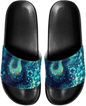 Semioury Tulip Home Slippers for Women Monet Thick Cushioned Sole Shower Bathroom Sandals Tie-Dye Cozy Indoor Outdoor Slipper