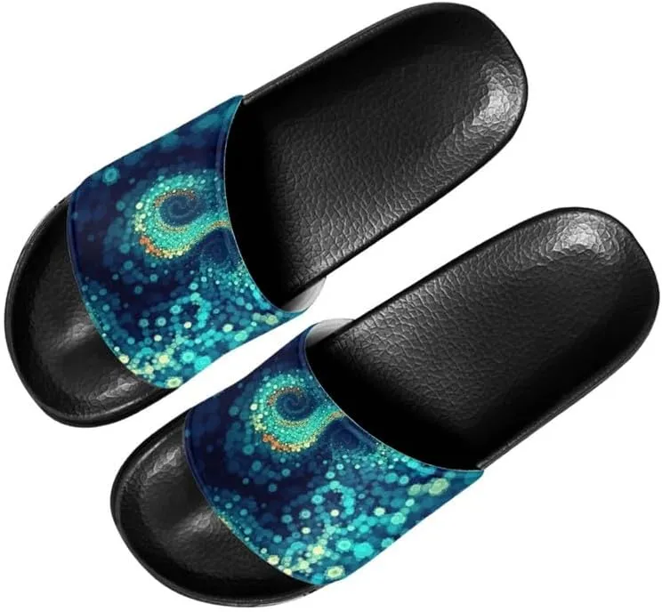 Semioury Tulip Home Slippers for Women Monet Thick Cushioned Sole Shower Bathroom Sandals Tie-Dye Cozy Indoor Outdoor Slipper