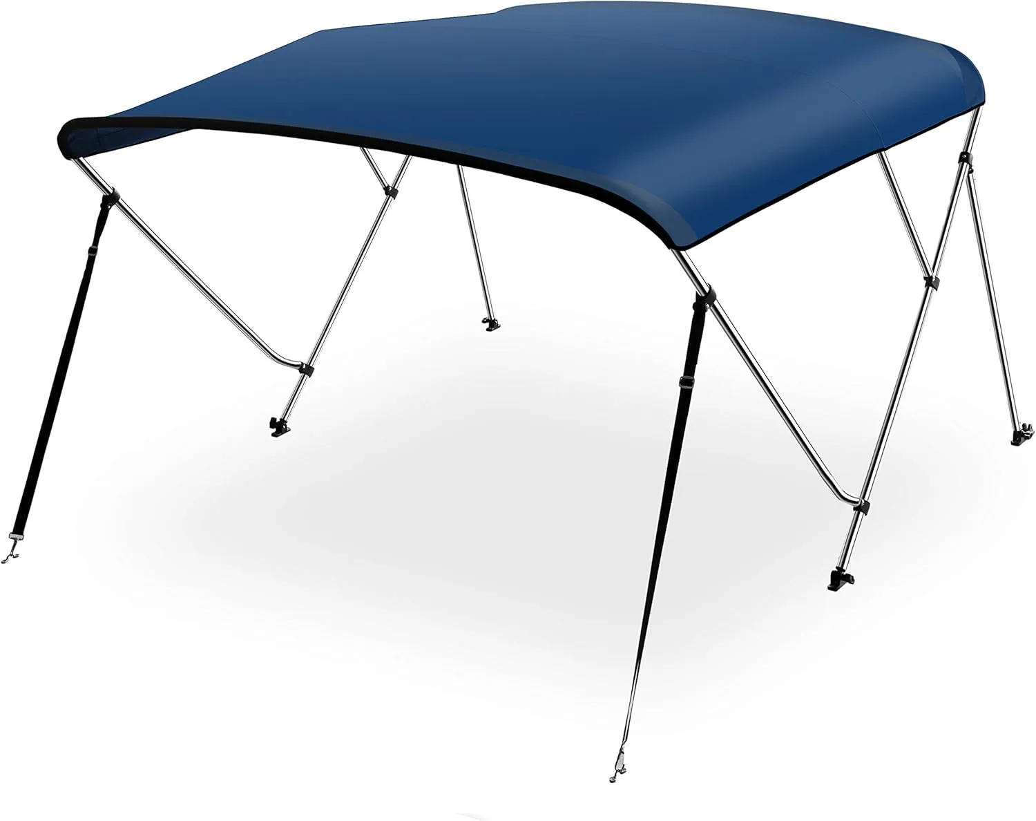 SereneLife 3 Bow Bimini Top Boat Cover – 72'' x 54-60'' x 46'', Durable 1" Aluminum Frame, Waterproof & UV-Resistant, Easy Install with Front Straps, Rear Support Arms & Free Storage Boot (Blue)