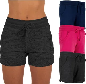 Sexy Basics Women's 3 Pack Active Wear Lounge Yoga Gym Casual Sport Shorts